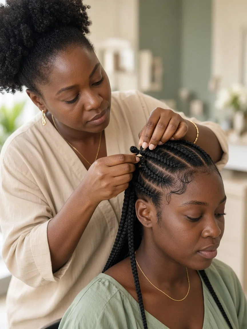 Knotless braids — portfolio look from a Nigerian braider